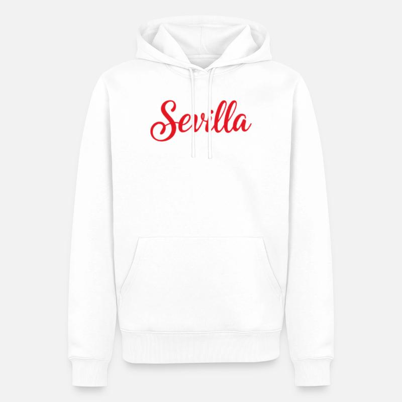 Sevilla Script Rot Pinsel - Männer Premium Bio Hoodie - Weiß