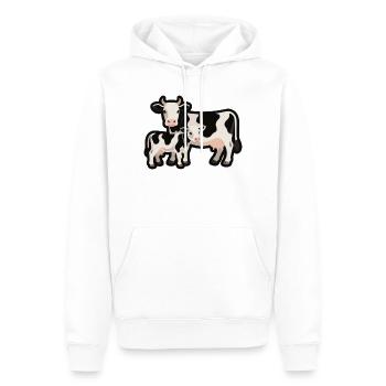Vache et veau – l’amour en noir et blanc - Sweat à capuche Premium bio Homme - blanc - Devant - Nico (187cm)