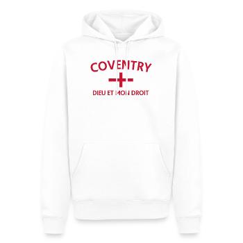 Coventry Cross Design with English Flag - Men’s Premium Organic Hoodie - white - Front - Nico (187cm)