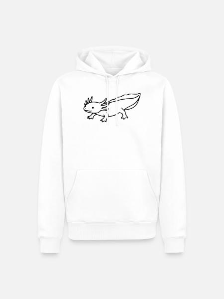 Axolotl Line Drawing | Minimalist amphibian - Men’s Premium Organic Hoodie - white