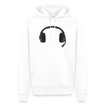 Headphones with mic - Men’s Premium Organic Hoodie - white - Front - Nico (187cm)
