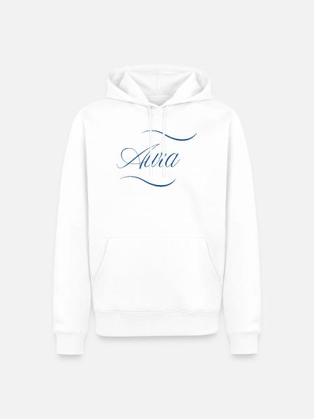 Aura Eleganz Schriftzug - Männer Premium Bio Hoodie - Weiß
