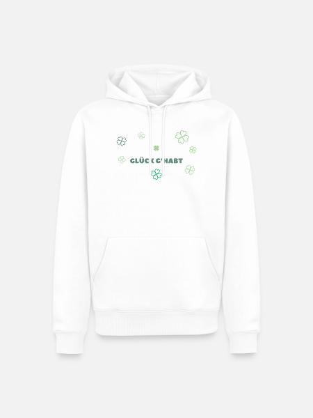 Glück g'habt - Design für positive Vibes - Männer Premium Bio Hoodie - Weiß