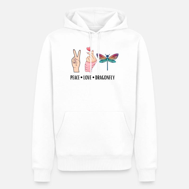 Libellule paix Amour Et Libellules - Sweat à capuche Premium bio Homme - blanc