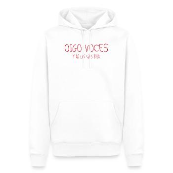 J’entends des voix, et elles ne t’aiment pas - Sweat à capuche Premium bio Homme - blanc - Devant - Nico (187cm)