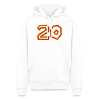 20. 20th ANNIVERSARY. 20 YEARS ANNIVERSARY. 20 YEARS. - Men’s Premium Organic Hoodie - white - Front - Nico (187cm)