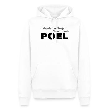 Thérapie POEL - Sweat à capuche Premium bio Homme - blanc - Devant - Nico (187cm)