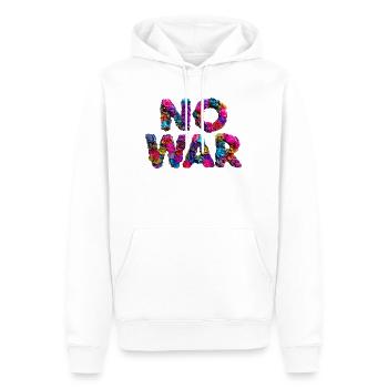 Blumenbuchstaben NO WAR, Kein Krieg - Männer Premium Bio Hoodie - Weiß - Vorne - Nico (187cm)