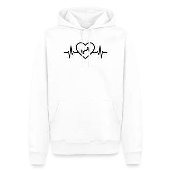 Muskeltraining Hantel Herz Fitness - Männer Premium Bio Hoodie - Weiß - Vorne - Nico (187cm)