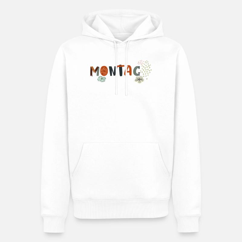 Lundi en semaine avec des fleurs - Sweat à capuche Premium bio Homme - blanc