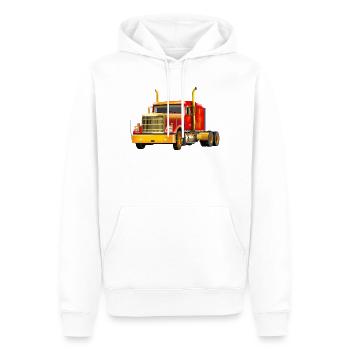 Puissant camion jaune-rouge - Sweat à capuche Premium bio Homme - blanc - Devant - Nico (187cm)