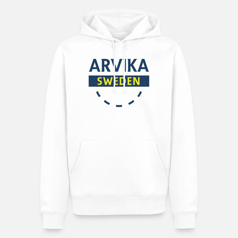 Logo Arvika Suède en bleu - Sweat à capuche Premium bio Homme - blanc