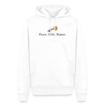 Peace Orbit Wiederholungsrakete - Männer Premium Bio Hoodie - Weiß - Vorne - Nico (187cm)