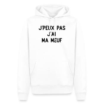 Ich kann nicht, ich habe mein Mädchen - Männer Premium Bio Hoodie - Weiß - Vorne - Nico (187cm)
