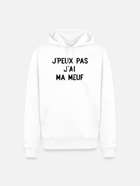 Ich kann nicht, ich habe mein Mädchen - Männer Premium Bio Hoodie - Weiß