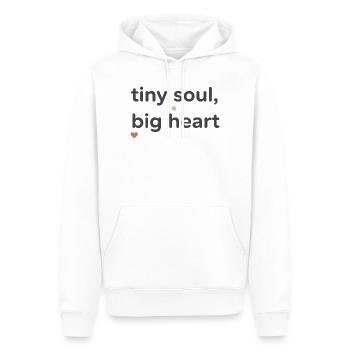 Typographie de Tiny Soul Big Heart - Sweat à capuche Premium bio Homme - blanc - Devant - Nico (187cm)