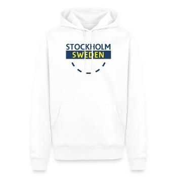 Stockholm, Schweden, Fetter Text - Männer Premium Bio Hoodie - Weiß - Vorne - Nico (187cm)