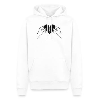 Le cœur brisé entre les mains - Sweat à capuche Premium bio Homme - blanc - Devant - Nico (187cm)