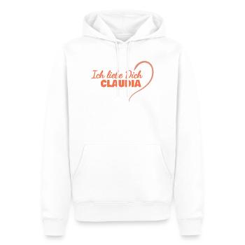 Claudia - Sweat à capuche Premium bio Homme - blanc - Devant - Nico (187cm)