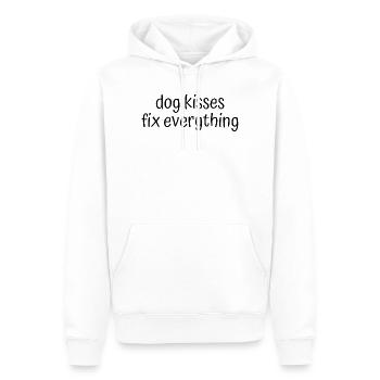 Les baisers de chien résolvent tout - Dicton mignon pour les chiens - Sweat à capuche Premium bio Homme - blanc - Devant - Nico (187cm)