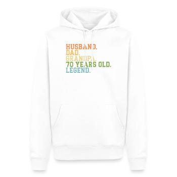 Husband Dad Grandpa 70 Years Old Legend - Men’s Premium Organic Hoodie - white - Front - Nico (187cm)
