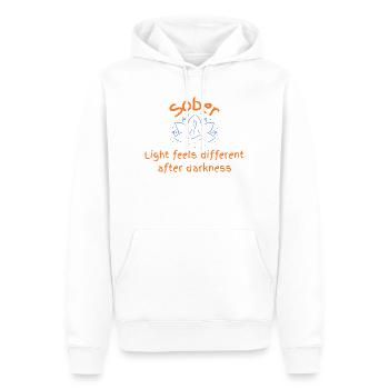 Lumière sobre après l’obscurité - Sweat à capuche Premium bio Homme - blanc - Devant - Nico (187cm)