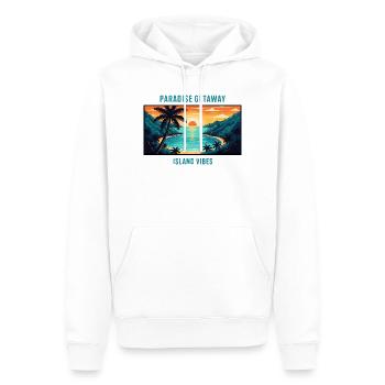 Bahamas, îles paradisiaques, plage tropicale, palmier de soleil - Sweat à capuche Premium bio Homme - blanc - Devant - Nico (187cm)