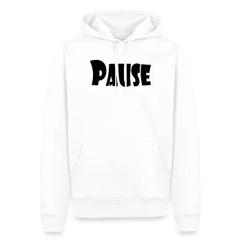 PAUSE - Männer Premium Bio Hoodie - Weiß - Vorne - Nico (187cm)