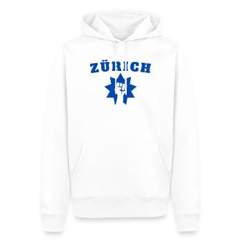 Zürich - Männer Premium Bio Hoodie - Weiß - Vorne - Nico (187cm)