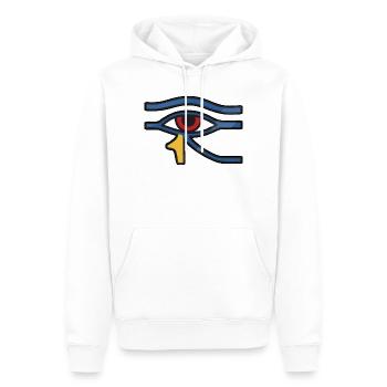 Oeil d’Horus Ligne Bleue - Sweat à capuche Premium bio Homme - blanc - Devant - Nico (187cm)