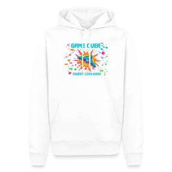 Game Over Neon Arcade Game - Männer Premium Bio Hoodie - Weiß - Vorne - Nico (187cm)