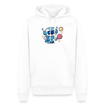 Kawaii Futuristischer blauer Tennisroboter - Männer Premium Bio Hoodie - Weiß - Vorne - Nico (187cm)