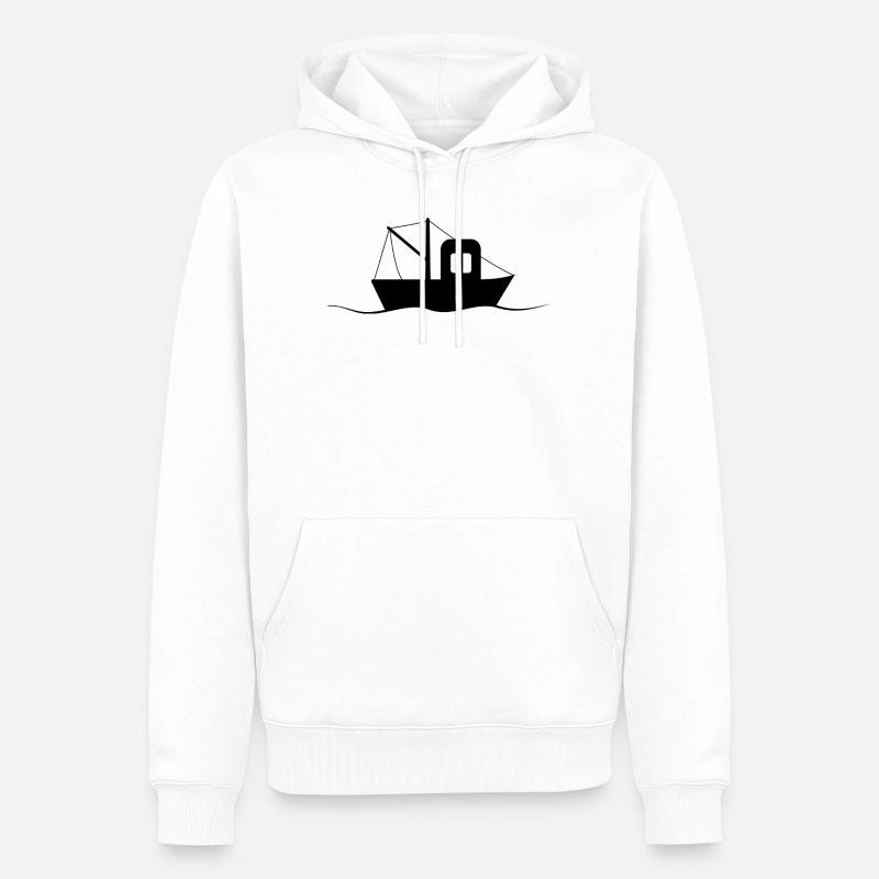 Fischkutter Silhouette, kleines Schiff - Männer Premium Bio Hoodie - Weiß