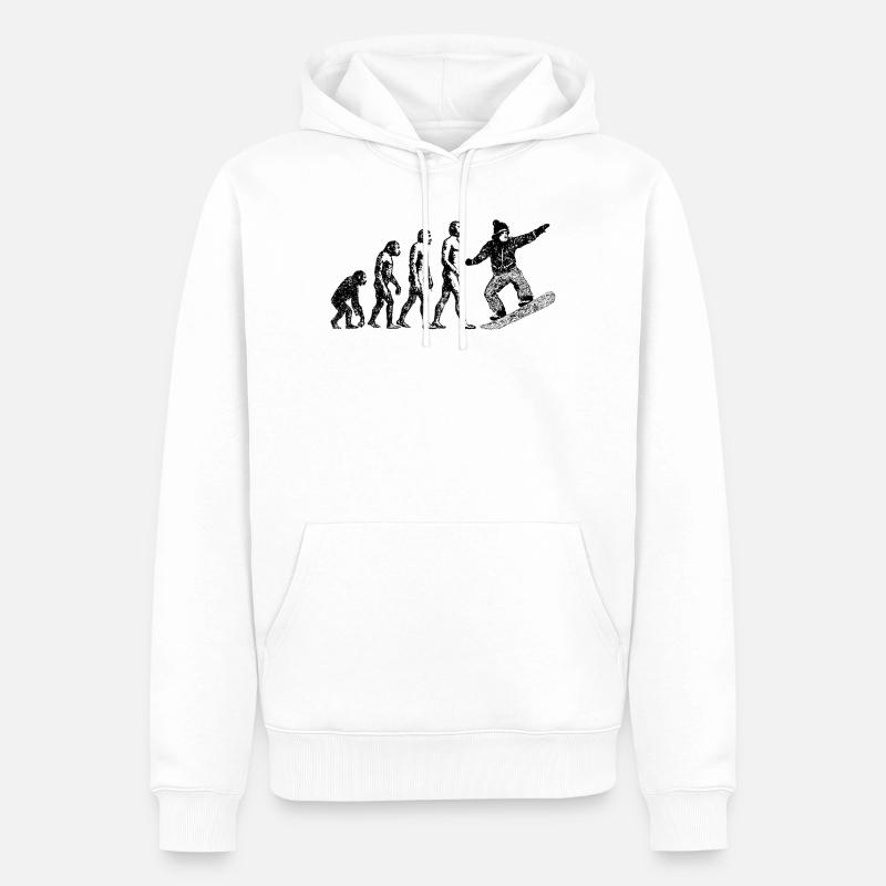 Evolution zum Snowboarder Grunge Design - Männer Premium Bio Hoodie - Weiß