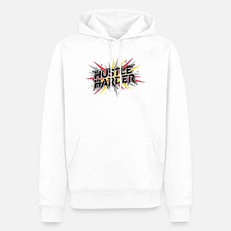 Hustle Harder Graffiti Pulse - Männer Premium Bio Hoodie - Weiß