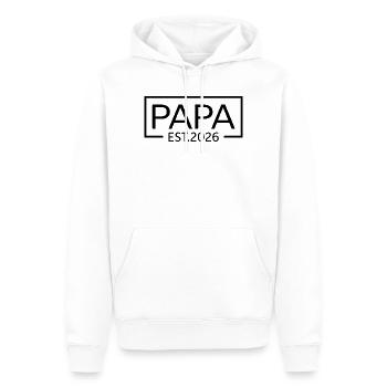 Papa 2026 Logo Expectant Dad 2026 Papa est 2026 - Sweat à capuche Premium bio Homme - blanc - Devant - Nico (187cm)