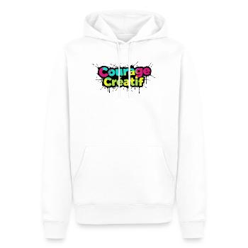 Courage Créatif Bunte Typografie - Männer Premium Bio Hoodie - Weiß - Vorne - Nico (187cm)