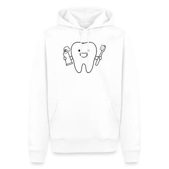 Dent de dessin animé avec brosse à dents - Sweat à capuche Premium bio Homme - blanc - Devant - Nico (187cm)