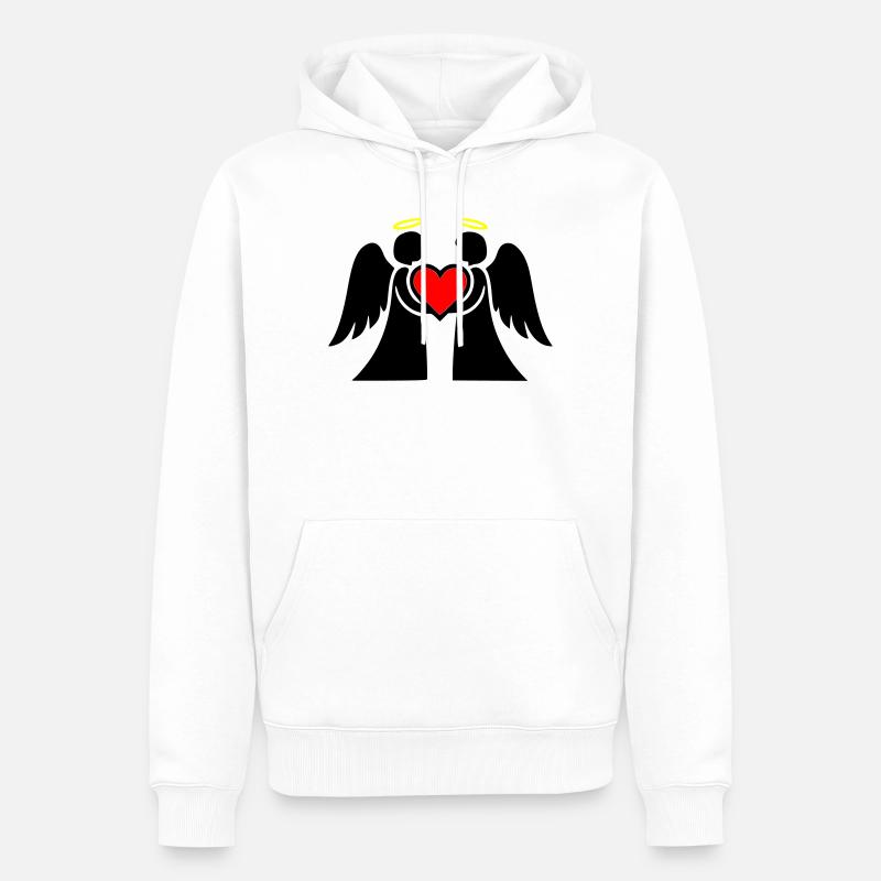Engel Paar mit Herz Piktogramm - Männer Premium Bio Hoodie - Weiß