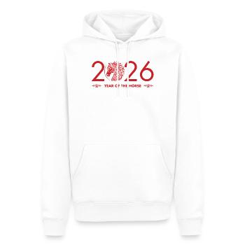 Chinesisches Neujahr des Pferdes 2026 - Männer Premium Bio Hoodie - Weiß - Vorne - Nico (187cm)