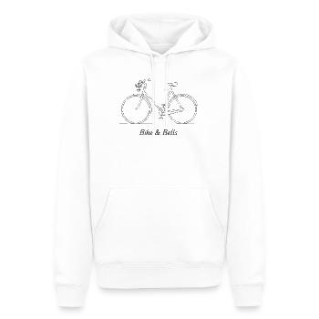 Dessin au trait de vélo et de cloches - Sweat à capuche Premium bio Homme - blanc - Devant - Nico (187cm)