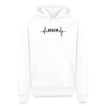Dream Herzschlag – Inspirational Design - Männer Premium Bio Hoodie - Weiß - Vorne - Nico (187cm)