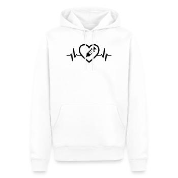 Herz + Krankenpfleger / Krankenschwester – Super  - Männer Premium Bio Hoodie - Weiß - Vorne - Nico (187cm)