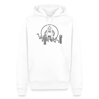 Stadt Silhouette Roboter: KI trifft Urbanes Design - Männer Premium Bio Hoodie - Weiß - Vorne - Nico (187cm)