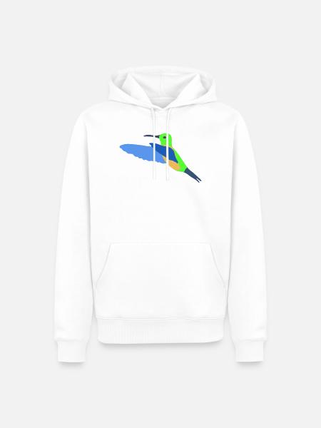 Bunter Kolibri im Flugdesign - Männer Premium Bio Hoodie - Weiß