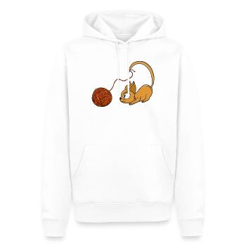 Verspieltes orangefarbenes Katzen-Verfolgungsgarn - Männer Premium Bio Hoodie - Weiß - Vorne - Nico (187cm)