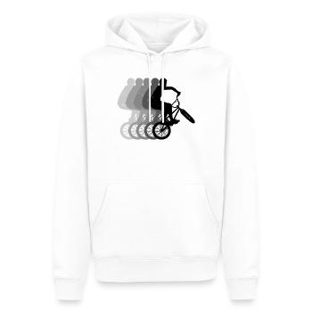 Retro 80er BMX-Fahrradfahrer - Männer Premium Bio Hoodie - Weiß - Vorne - Nico (187cm)