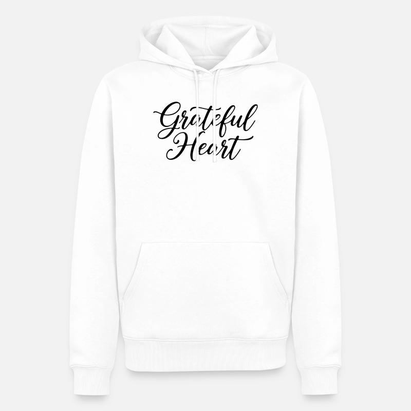 Grateful Heart Script - Sweat à capuche Premium bio Homme - blanc
