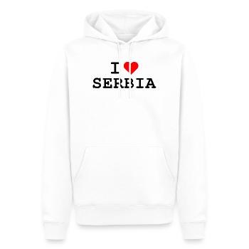 Ich liebe Serbien - J’aime la Serbie - Sweat à capuche Premium bio Homme - blanc - Devant - Nico (187cm)