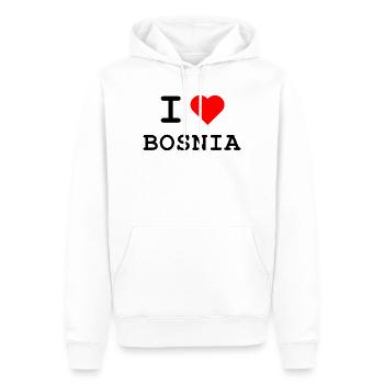 I love Bosnia - Ich liebe Bosnien - Männer Premium Bio Hoodie - Weiß - Vorne - Nico (187cm)